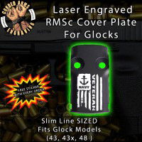 Navy Vet Flag Laser Engraved RMSc Cover Plate for Glock 43, 43x, 48