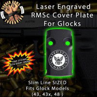 U.S. Navy Laser Engraved RMSc Cover Plate for Glock 43, 43x, 48
