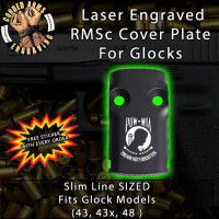 POW/MIA Laser Engraved RMSc Cover Plate for Glock 43, 43x, 48