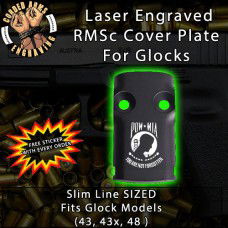 POW/MIA Laser Engraved RMSc Cover Plate for Glock 43, 43x, 48
