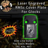 POW/MIA Flag Laser Engraved RMSc Cover Plate for Glock 43, 43x, 48