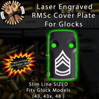 Sergeant First Class E7 Laser Engraved RMSc Cover Plate for Glock 43, 43x, 48