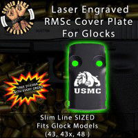 USMC Bulldog Laser Engraved RMSc Cover Plate for Glock 43, 43x, 48