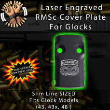 Airborne Ranger Jump Wings Laser Engraved RMSc Cover Plate for Glock 43, 43x, 48