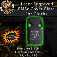 Philippians 4:13 Laser Engraved RMSc Cover Plate for Glock 43, 43x, 48