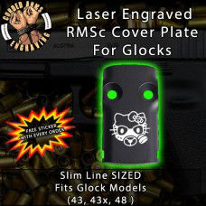 Gas Masked Hello Kitty Laser Engraved RMSc Cover Plate for Glock 43, 43x, 48