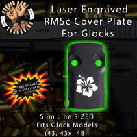 Hibiscus Laser Engraved RMSc Cover Plate for Glock 43, 43x, 48