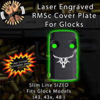 Tribal Bull Laser Engraved RMSc Cover Plate for Glock 43, 43x, 48