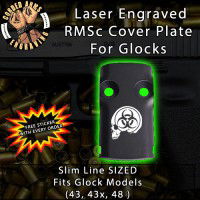 Biohazard Skull Laser Engraved RMSc Cover Plate for Glock 43, 43x, 48