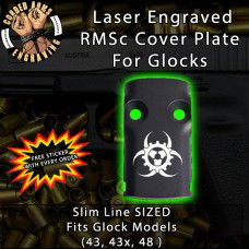 Biohazard Punk Gears Laser Engraved RMSc Cover Plate for Glock 43, 43x, 48