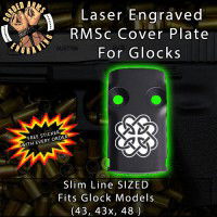 Celtic Knot Round Laser Engraved RMSc Cover Plate for Glock 43, 43x, 48