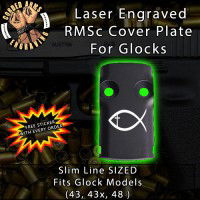 Christian Fish Engraved RMSc Cover Plate for Glock 43, 43x, 48