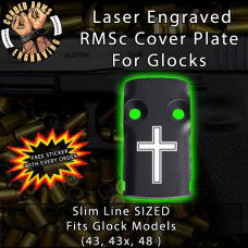 Cross Engraved RMSc Cover Plate for Glock 43, 43x, 48