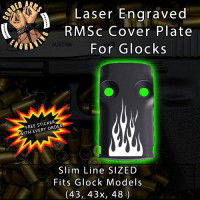 Flames Laser Engraved RMSc Cover Plate for Glock 43, 43x, 48