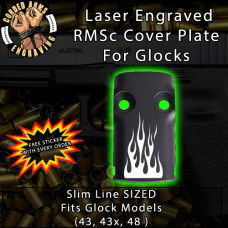 Flames Laser Engraved RMSc Cover Plate for Glock 43, 43x, 48