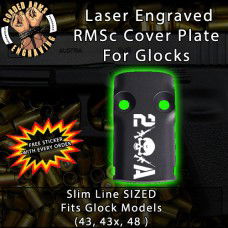 2A Skull & Rifle Laser Engraved RMSc Cover Plate for Glock 43, 43x, 48