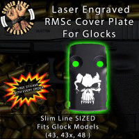 Fanged Skull Laser Engraved RMSc Cover Plate for Glock 43, 43x, 48