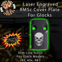 Skull Laser Engraved RMSc Cover Plate for Glock 43, 43x, 48
