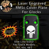 Punisher Laser Engraved RMSc Cover Plate for Glock 43, 43x, 48