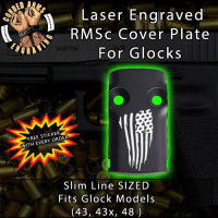 Tattered Flag Laser Engraved RMSc Cover Plate for Glock 43, 43x, 48