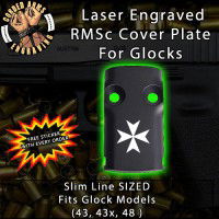 Knights Templar Cross Laser Engraved RMSc Cover Plate for Glock 43, 43x, 48