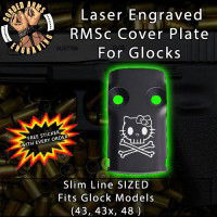 Hello Kitty Death Skull Laser Engraved RMSc Cover Plate for Glock 43, 43x, 48