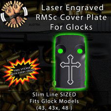 Orthodox Cross Engraved RMSc Cover Plate for Glock 43, 43x, 48