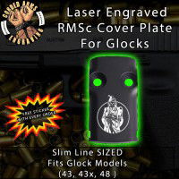Reaper with Belt Fed Rifle Laser Engraved RMSc Cover Plate for Glock 43, 43x, 48