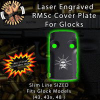 Statue of Liberty Skull Laser Engraved RMSc Cover Plate for Glock 43, 43x, 48