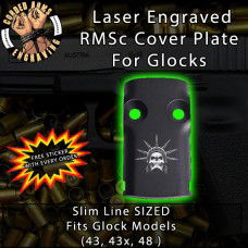Statue of Liberty Skull Laser Engraved RMSc Cover Plate for Glock 43, 43x, 48