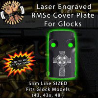 Celtic Cross Engraved RMSc Cover Plate for Glock 43, 43x, 48