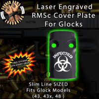 Biohazard Infected Laser Engraved RMSc Cover Plate for Glock 43, 43x, 48
