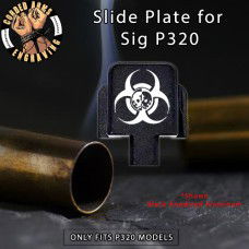 Biohazard Double Skulls Engraved Slide Plate for Sig p320