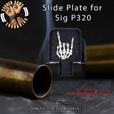 Rock On Skeleton Hand Engraved Slide Plate for Sig p320