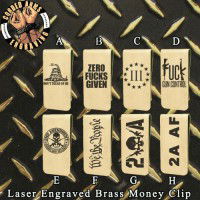 2nd Amendment Laser Engraved Brass  Money Clip