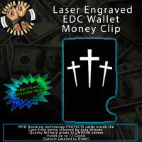 3 Crosses Laser Engraved EDC  Money Clip Credit Card Wallet