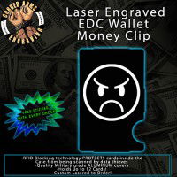 Angry Face Laser Engraved EDC Money Clip Credit Card Wallet
