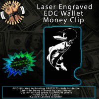 Bass Fishing Engraved EDC  Money Clip Credit Card Wallet