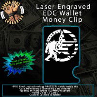 Big Foot Star Flag Laser Engraved EDC  Money Clip Credit Card Wallet