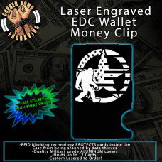 Big Foot Star Flag Laser Engraved EDC  Money Clip Credit Card Wallet