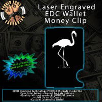 Flamingo Laser Engraved EDC  Money Clip Credit Card Wallet