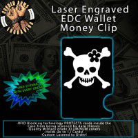 Lady CrossBones Laser Engraved EDC  Money Clip Credit Card Wallet