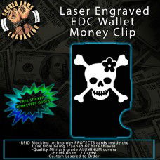 Lady CrossBones Laser Engraved EDC  Money Clip Credit Card Wallet