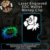 Rose Laser Engraved EDC  Money Clip Credit Card Wallet