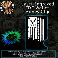 Air Force Vet Flag Laser Engraved EDC Money Clip Credit Card Wallet