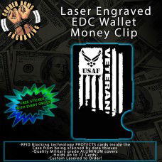 Air Force Vet Flag Laser Engraved EDC Money Clip Credit Card Wallet