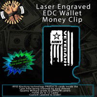 Army Vet Flag Laser Engraved EDC Money Clip Credit Card Wallet