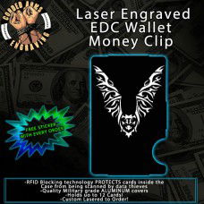 Tribal Bat Laser Engraved EDC  Money Clip Credit Card Wallet