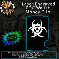 Biohazard Punk Gears Engraved EDC  Money Clip Credit Card Wallet