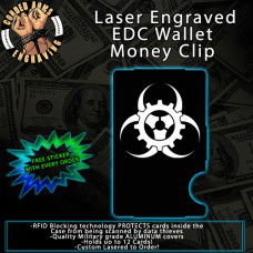 Biohazard Punk Gears Engraved EDC  Money Clip Credit Card Wallet